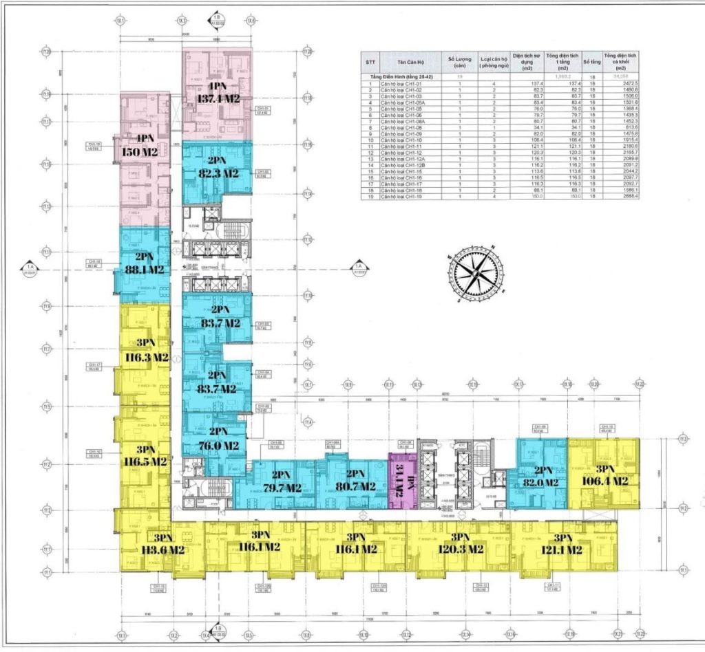 mặt bằng tòa hh1-01 chung cư the matrix premium