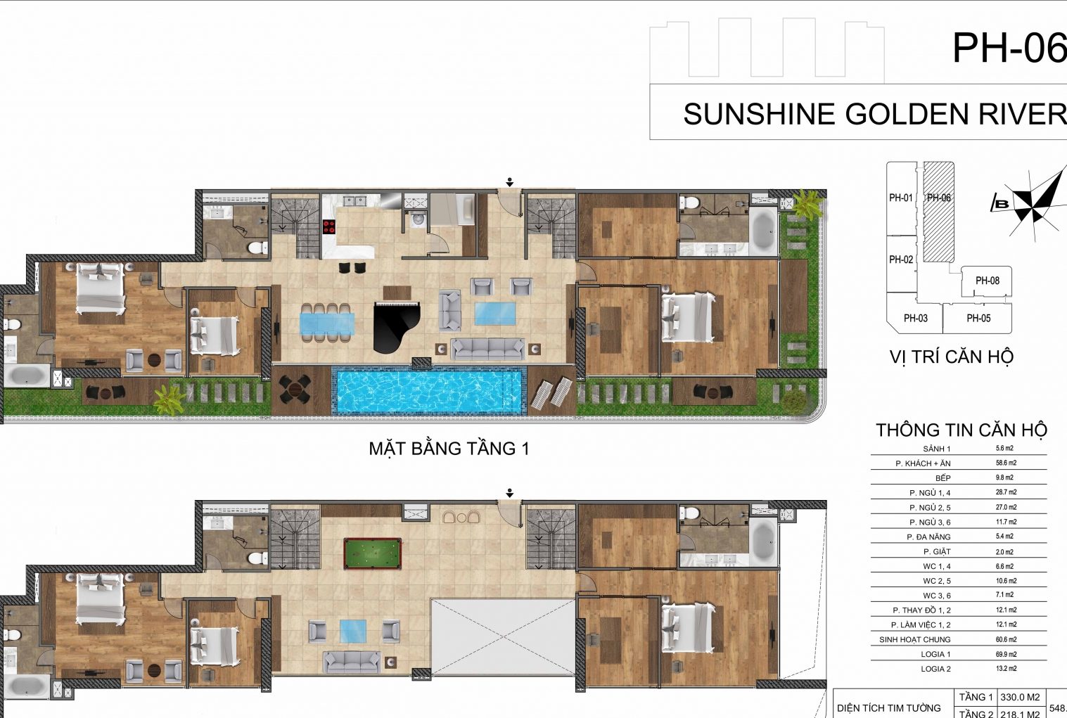 Mặt bằng căn hộ penthouse Sunshine Golden River